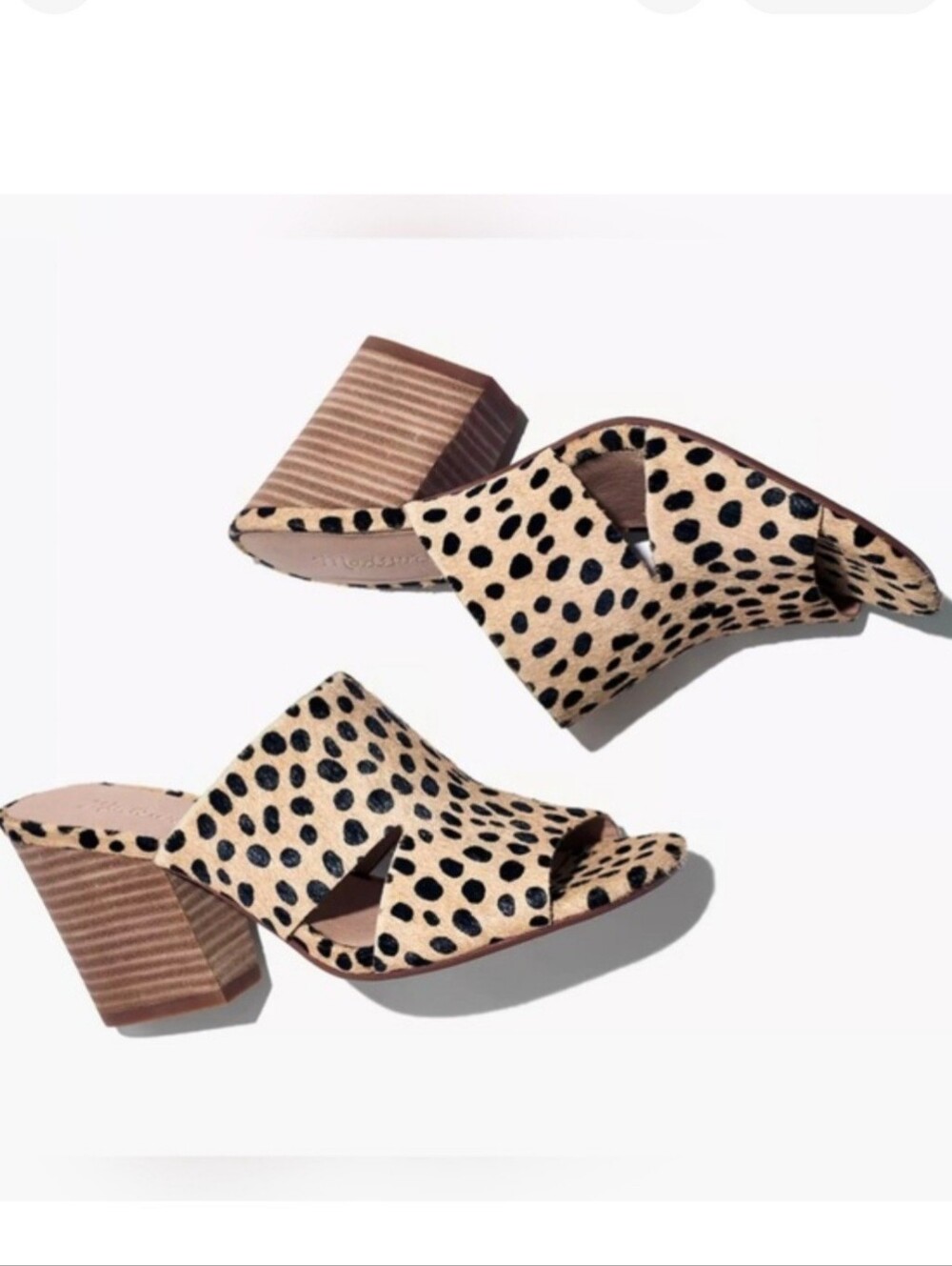 MADEWELL Tessa Spotted Leopard Calf Hair Block Heel Sandals 7 EUC